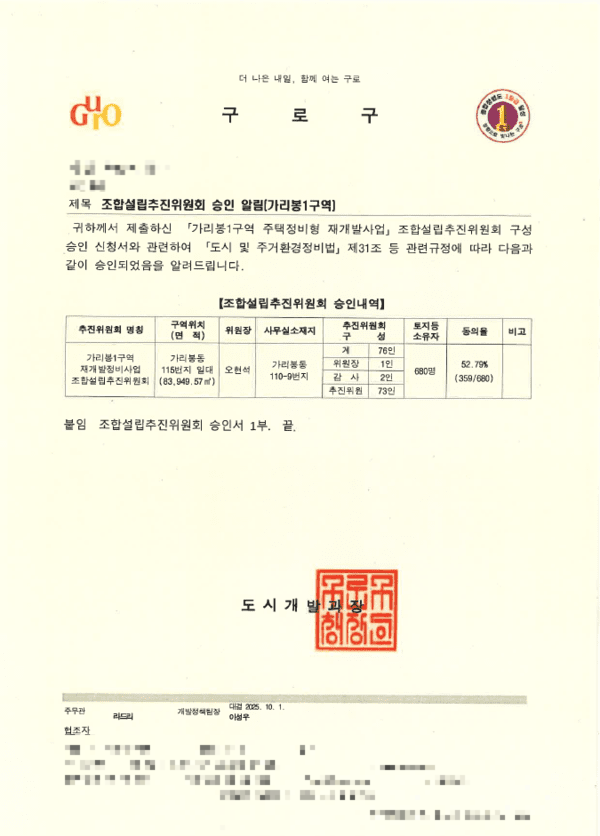 [단독]가리봉1구역 재개발, 추진위 설립 승인…조합 설립 절차 ‘시동’